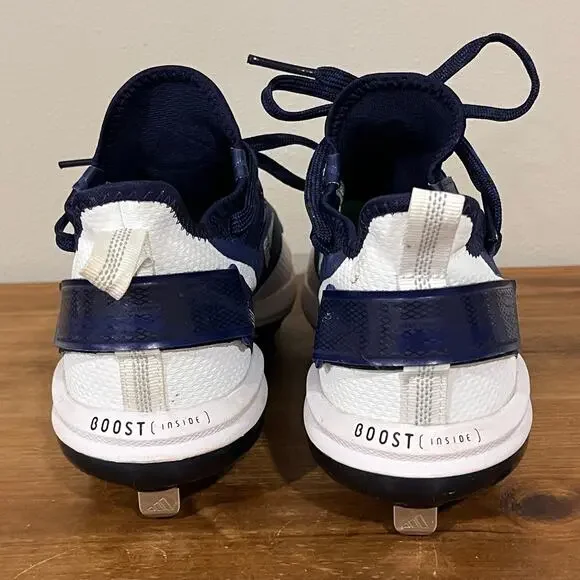 Adidas Icon Mens Size 7.5 Baseball Cleats Navy Blue White Metal Spikes Low Top - Picture 5 of 8